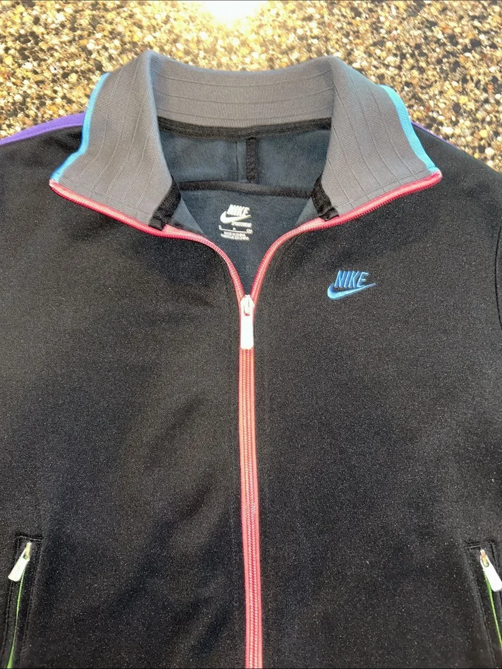 Nike Full Zip Black Jacket with Blue Swoosh Logo